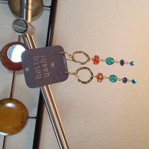 HOLLY YASHSI earrings Gold tone multicolored beads